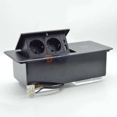 Desktop Tafel Verborgen oplaadstukken Multi Connection Box Pop-up Power Socket Met draadloos opladen