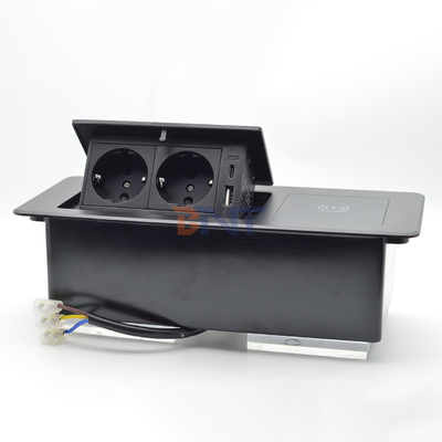 Desktop Tafel Verborgen oplaadstukken Multi Connection Box Pop-up Power Socket Met draadloos opladen