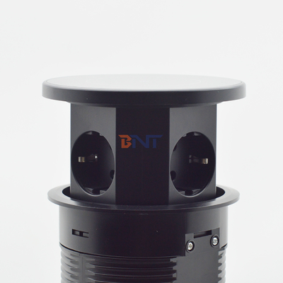 OEM/ODM Smart Pop-Up Power Outlet Aluminium tafelplug met 3 AC-uitgangen en 2 USB-poorten IP44-standaard voor opladen