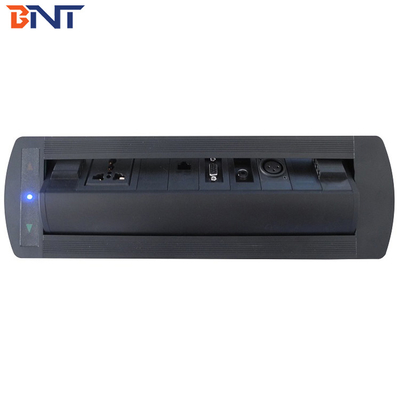 De zwarte 180 graden omkeren hoek handmatige tafeltop pop-up media connector met OEM / ODM