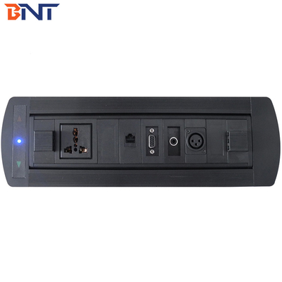 De zwarte 180 graden omkeren hoek handmatige tafeltop pop-up media connector met OEM / ODM