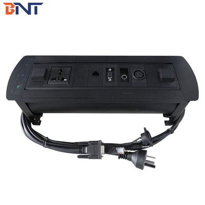 De zwarte 180 graden omkeren hoek handmatige tafeltop pop-up media connector met OEM / ODM