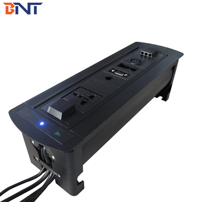 De zwarte 180 graden omkeren hoek handmatige tafeltop pop-up media connector met OEM / ODM