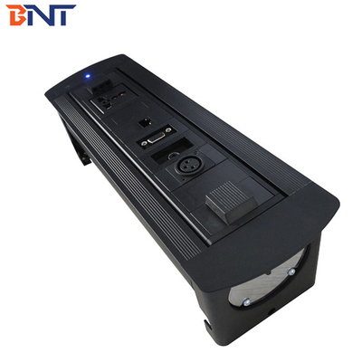 De zwarte 180 graden omkeren hoek handmatige tafeltop pop-up media connector met OEM / ODM