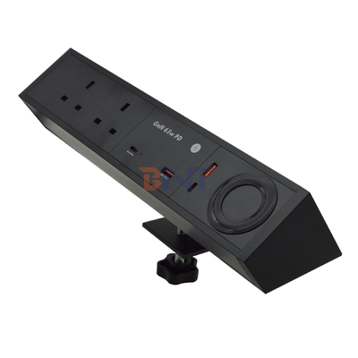 Multifunctioneel 2 AC-afstotingen Dual USB A + C UK 65W PD Fast Charge Desktop Clamp Socket Power Strip