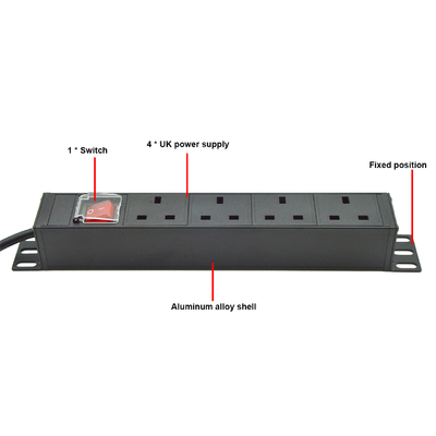 PDU 4-poort stopcontacten SPD Surge Protector Power Strip Extension Socket 3250W met aan/uit schakelaar en stroomkabel