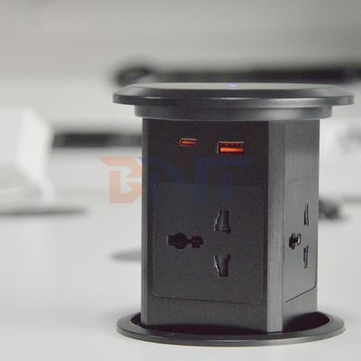 Nieuwe Pneumatische Lift Pop-up Socket US UK Universal Four Surface Mount Desktop Socket Top met 15W draadloos opladen Pop-up Socket