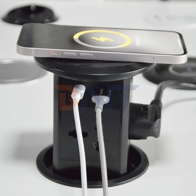 Nieuwe Pneumatische Lift Pop-up Socket US UK Universal Four Surface Mount Desktop Socket Top met 15W draadloos opladen Pop-up Socket
