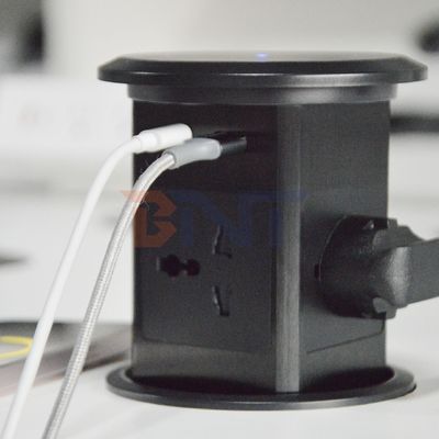 Nieuwe Pneumatische Lift Pop-up Socket US UK Universal Four Surface Mount Desktop Socket Top met 15W draadloos opladen Pop-up Socket