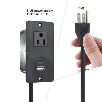 Plastic Sofa Socket Table Power Socket met 1 US Standard Power Outlet & USB A+C Port