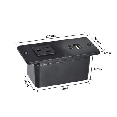 Plastic Sofa Socket Table Power Socket met 1 US Standard Power Outlet & USB A+C Port