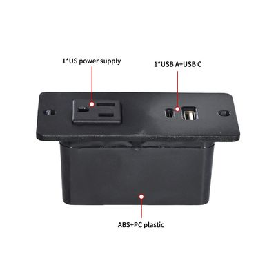 Plastic Sofa Socket Table Power Socket met 1 US Standard Power Outlet & USB A+C Port