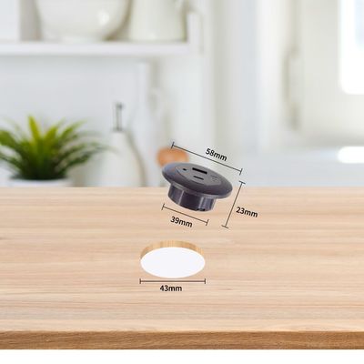 Plastic ingebouwde tafel stroomstop met USB A+C-oplaadpoorten