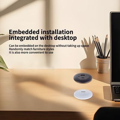 Plastic ingebouwde tafel stroomstop met USB A+C-oplaadpoorten
