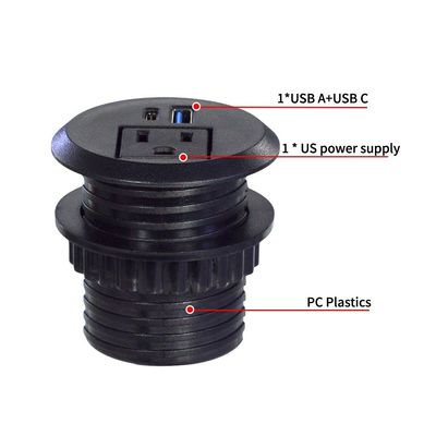 50 mm ronde stekkers en stopcontacten Standaard stopcontact met USB-oplaadpoort Type-C