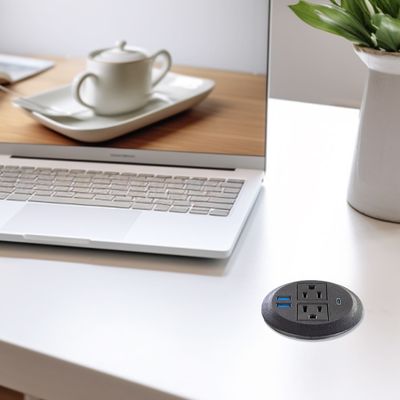 Ronde bankstel met ingebouwde elektrisch stopcontact met 2 Amerikaanse standaard stopcontacten & dubbele USB A oplaadcontact Modern meubilair