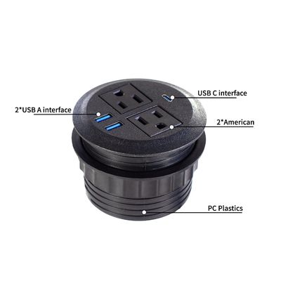Ronde bankstel met ingebouwde elektrisch stopcontact met 2 Amerikaanse standaard stopcontacten & dubbele USB A oplaadcontact Modern meubilair