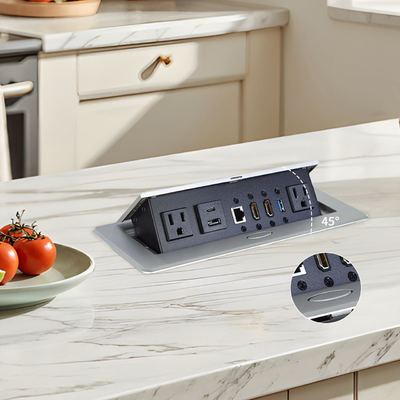 Voor UL-goedgekeurde slimme kantoor-aluminiumlegering pop-up tafelplugnet met modulaire configuraties