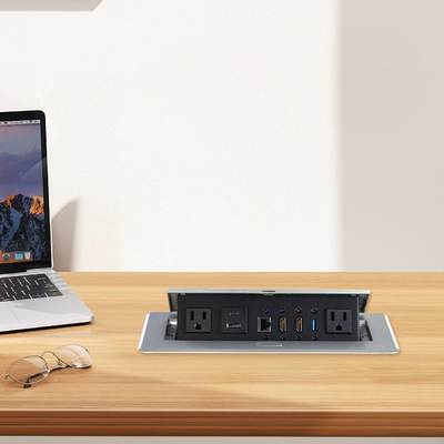 Voor UL-goedgekeurde slimme kantoor-aluminiumlegering pop-up tafelplugnet met modulaire configuraties