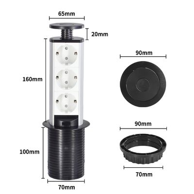 Moderne slimme keuken EU Power Kitchen Socket Verborgen tafel met 3 EU Power Output Ports 16A