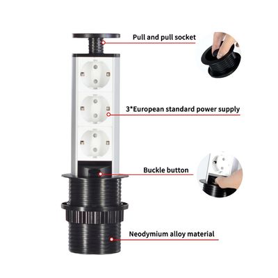Moderne slimme keuken EU Power Kitchen Socket Verborgen tafel met 3 EU Power Output Ports 16A