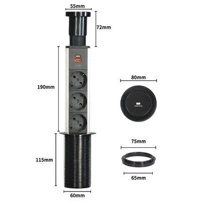 Universal Power Kitchen Socket Sacar El Enchufe De La Cocina Verborgen tafeltop Pop-up keuken stopcontact voor moderne slimme keuken