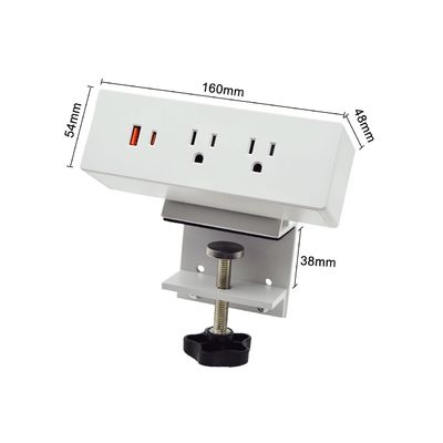 Multifunctioneel 2 AC-afvoerpunten USB A+C US Power Fast Charge Desktop Clamp Socket Power Strip