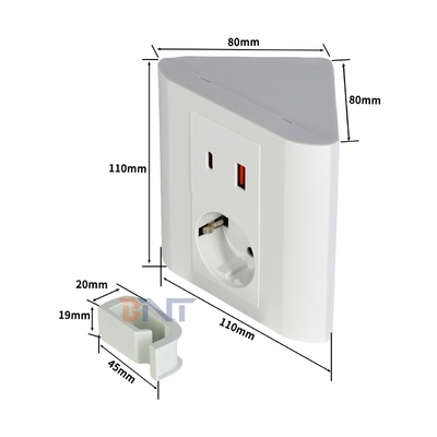 Draagbaar Tafelblad EU Stopcontact voor Kantoor & Thuis IP44 met USB A+C Uitgangspoorten voor Meerdere Apparaten