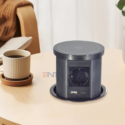 Keuken Verborgen Pneumatische Pop-Up Stopcontacten Draadloze Oplader met 4 AC-uitgangen en USB A+C