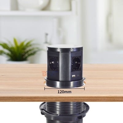 Keuken Verborgen Pneumatische Pop-Up Stopcontacten Draadloze Oplader met 4 AC-uitgangen en USB A+C