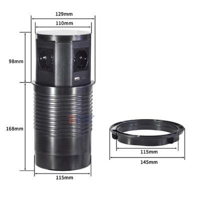 Keuken Verborgen Pneumatische Pop-Up Stopcontacten Draadloze Oplader met 4 AC-uitgangen en USB A+C