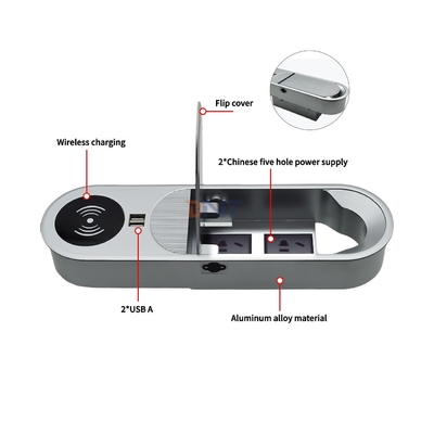 Multifunktioneel 2AC en 2USB A oplaadoplossingen Desktop-stroomstuk met draadloze oplader