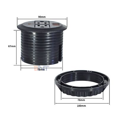 Ronde bankstel met ingebouwde elektrisch stopcontact met 2 Amerikaanse standaard stopcontacten & dubbele USB A oplaadpoort 65W
