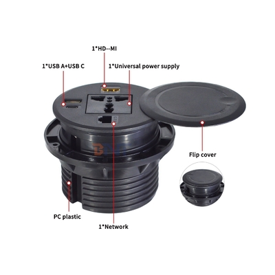 Ronde bank ingebouwde stopcontact met universele standaard stopcontact USB A + C & HDMI & Nerwork