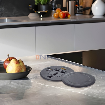 Ronde bank ingebouwde stopcontact met universele standaard stopcontact USB A + C & HDMI & Nerwork