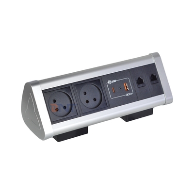 Zelfklevend clip ontwerp Bureau Klem Contactdoos Verdeelblok Met 2 EU AC Uitgangen USB A+C PD 20W Snel Opladen