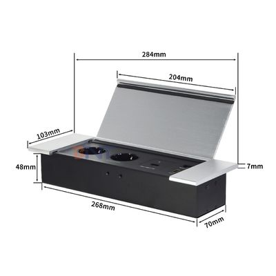 Verborgen Flip ontwerp Bureau Stopcontact met 2 EUAC Uitgangen USB A+C HDMI Netwerk