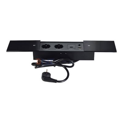 Double Silp Open Euro Tabletop Electric Power Socket Slip-Open 2 AC Outlets & USB A+C IP44 voor kantoorgebruik