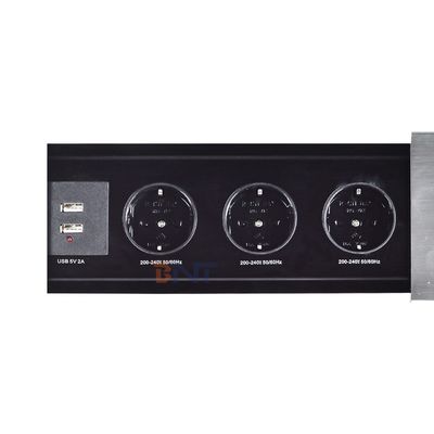 Euro Tafelblad Elektrisch Stopcontact Schuifdeksel Ontwerp met 3 AC Uitgangen 16A Nominale EU Stekker Standaard