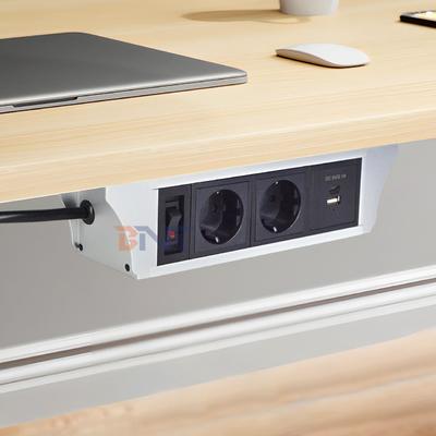 Flexibele EU-geïnstalleerde stroomstrip onder tafels/stoelen/bankrand, hangende elektrische verlengsnoeren met USB-poort