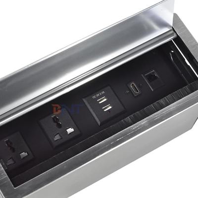 Fabrieksprijs Desktop tafelborstel Flip Cover stopcontact met 2*Universal stroomvoorziening, 2*USB A, 1*Netwerk, 1*HDMI