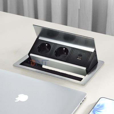 Fabriek aangepast Desktop Borstel Tafel Flip Cover 20W USB Socket Verborgen Desktop Power Grommet