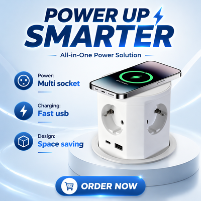 BNT Tafelbank Kantoor Commercieel Gebruik IP44 4 AC-aansluitingen 16A ABS Pneumatisch Pop Socket USB A + C-poorten PD20W Charge