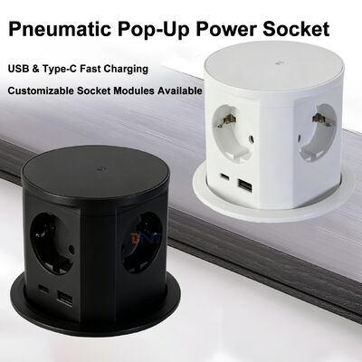 BNT Tafelbank Kantoor Commercieel Gebruik IP44 4 AC-aansluitingen 16A ABS Pneumatisch Pop Socket USB A + C-poorten PD20W Charge