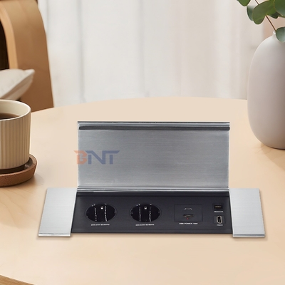 Verborgen Flip ontwerp Bureau Stopcontact met 2 EUAC Uitgangen USB A+C HDMI Netwerk