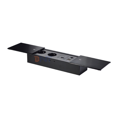 Double Silp Open Euro Tabletop Electric Power Socket Slip-Open 2 AC Outlets & USB A+C IP44 voor kantoorgebruik