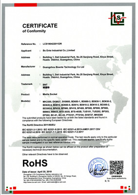 China Guangzhou Boente Technology Co., Ltd (Bo Ente Industrial Co., Limited) Certificaten